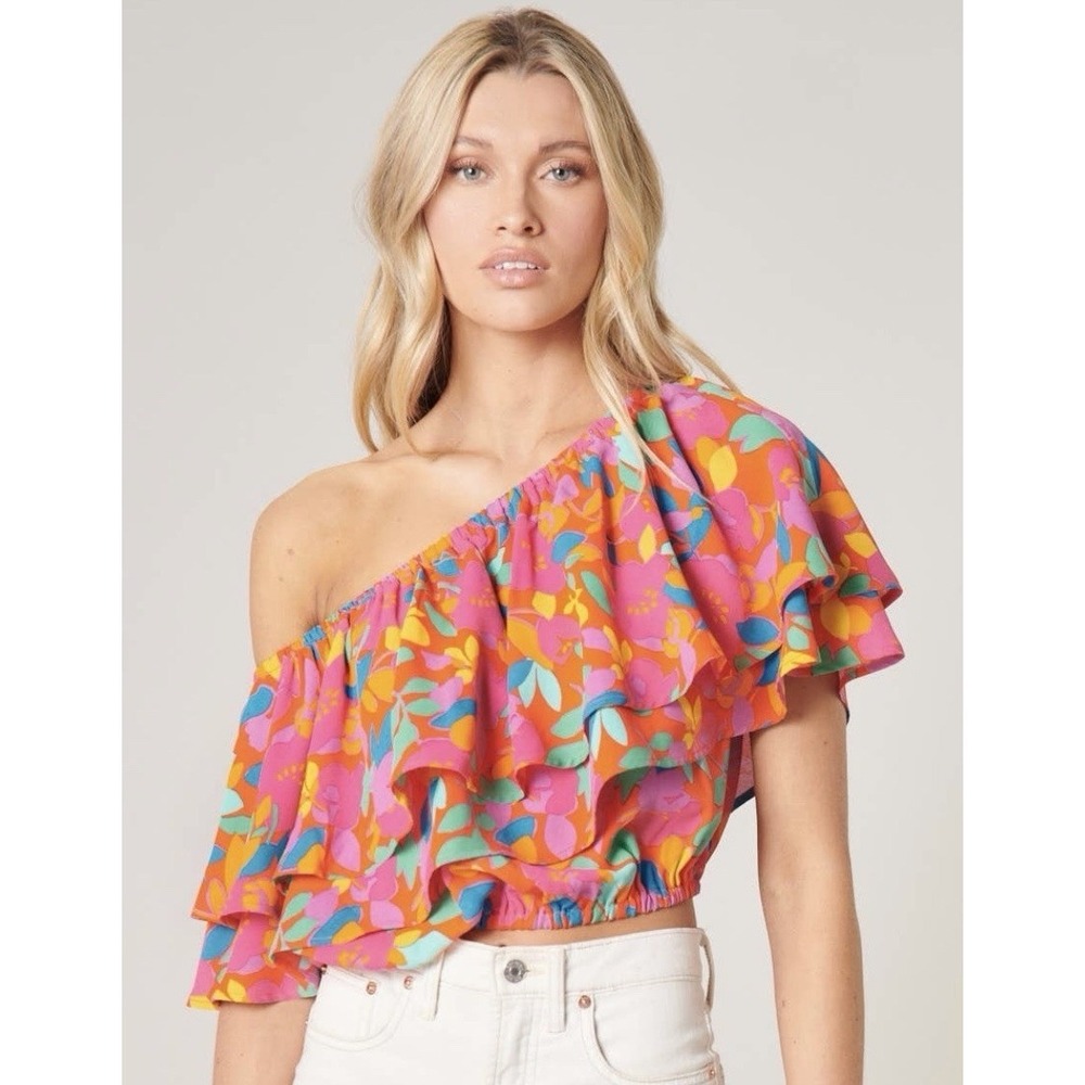 Entro Off Shoulder Tropical Floral Top With Ruffles. #beach#hippie#vacation Lg